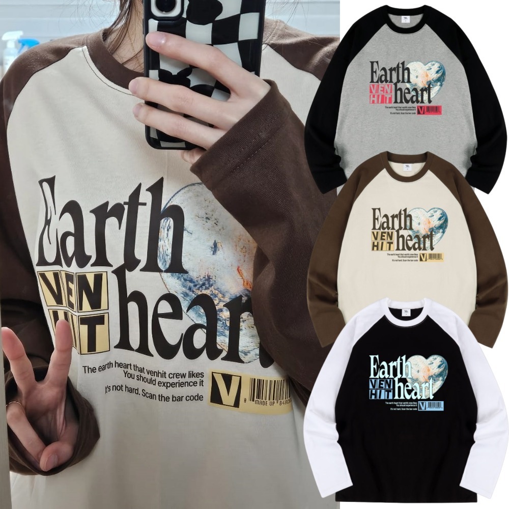 VENHIT★韓国★男女兼用★Earthheartラグランロングスリーブ 3色