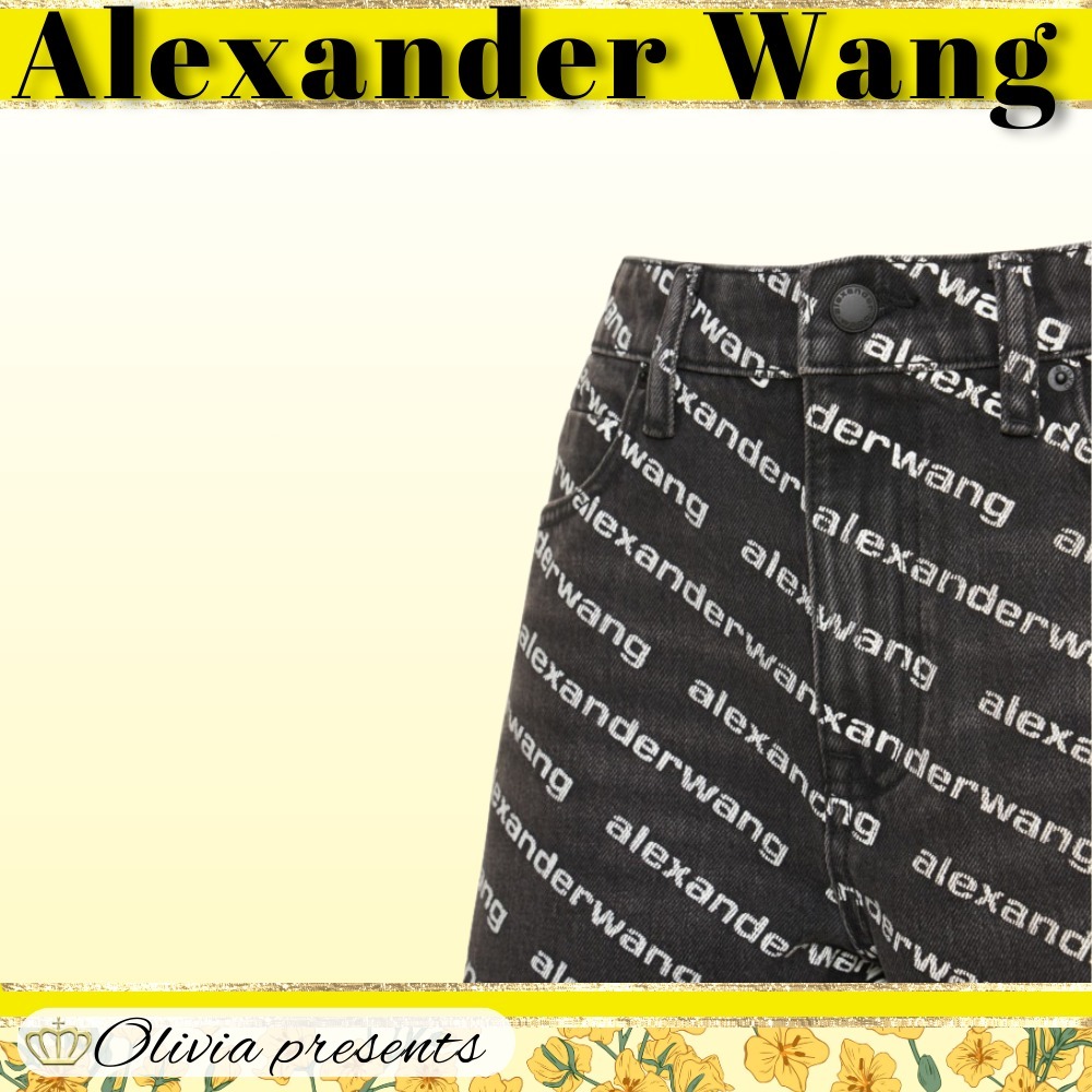 ALEXANDER WANG デニムショートパンツ ロゴプリント ALEXANDER WANG デニムショートパンツ ロゴプリント