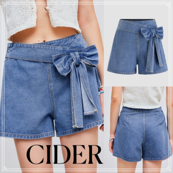 【Cider】リボン ワイド レッグ ショーツ