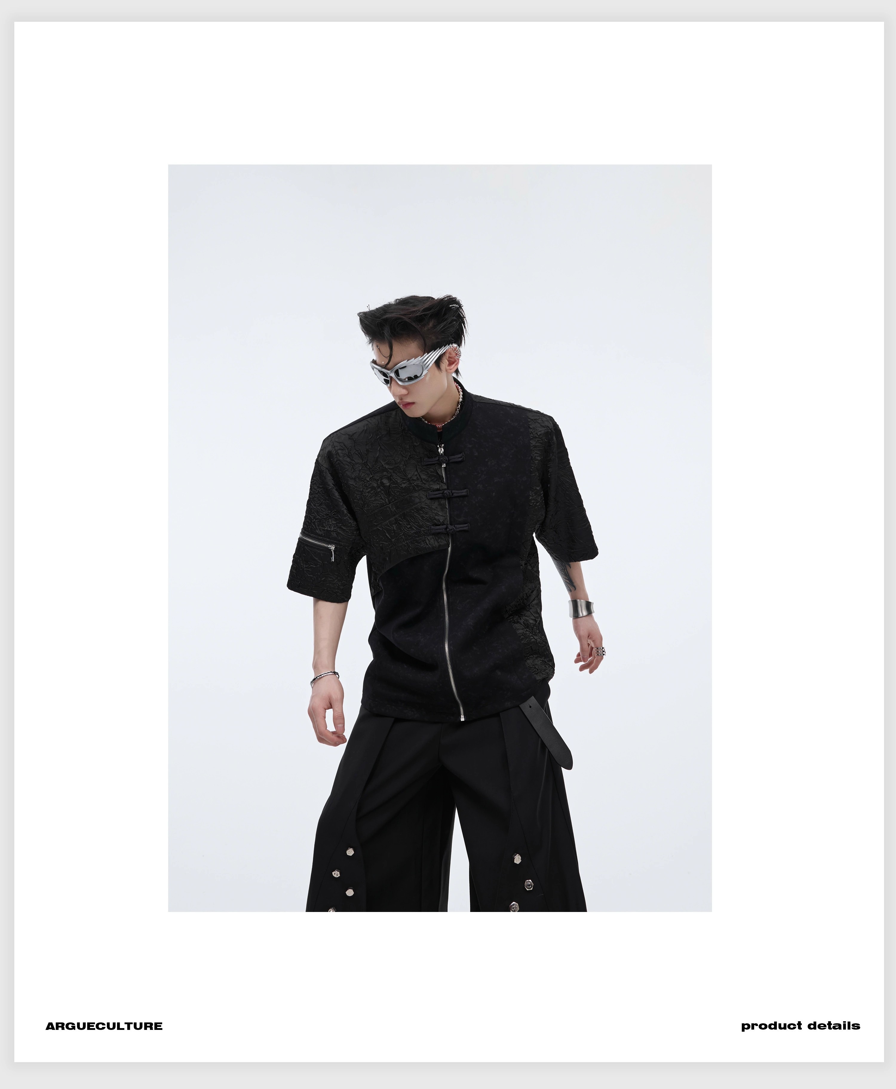 Argue Cultureカンフー服 チャイナボタン おしゃれ シャツ Argue Cultureカンフー服 チャイナボタン おしゃれ シャツ