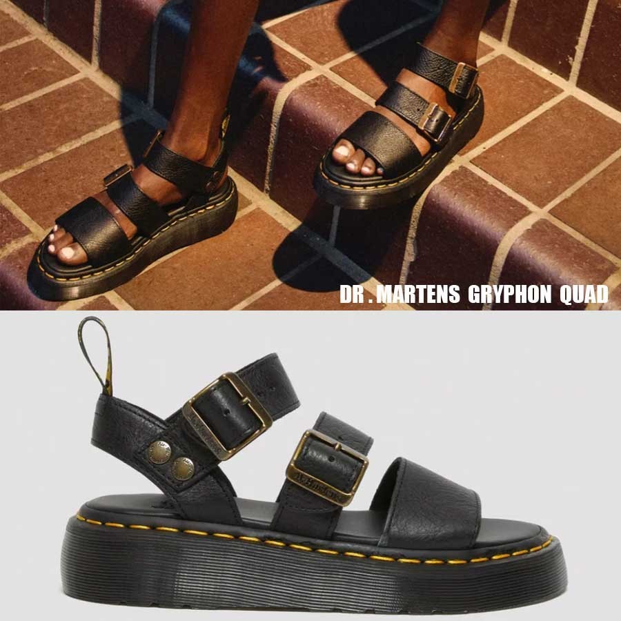 Dr Martens★GRYPHON QUAD★BLACK PISA★厚底★兼用