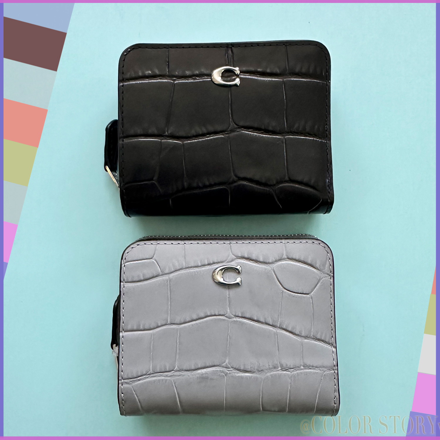 【COACH高級ライン】●人気のクロコ●収納力たっぷりのミニ財布
