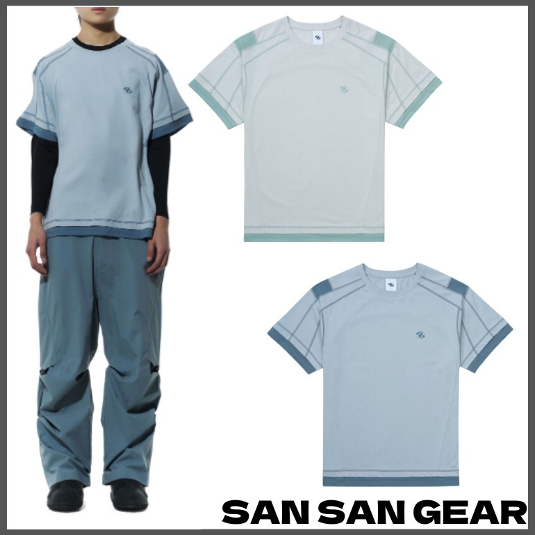 ★SAN SAN GEAR★MESH PANELED T-SHIRT ロゴ メッシュ Tシャツ
