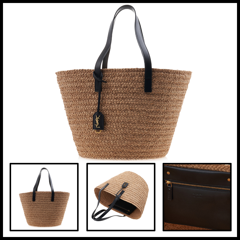 ☆送料関税込☆Saint Laurent パニエ ラフィア バスケットバッグ