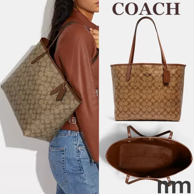 COACH☆アウトレット シグネチャーキャンバスシティトートバッグ