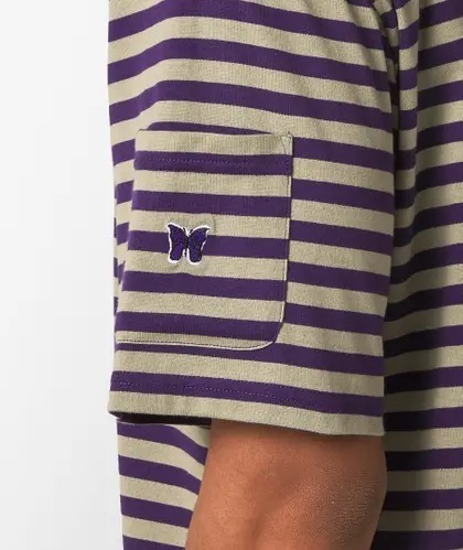 [関税なし] Needles /ストライプクルーネックTシャツ 関税なし] Needles /ストライプクルーネックTシャツ
