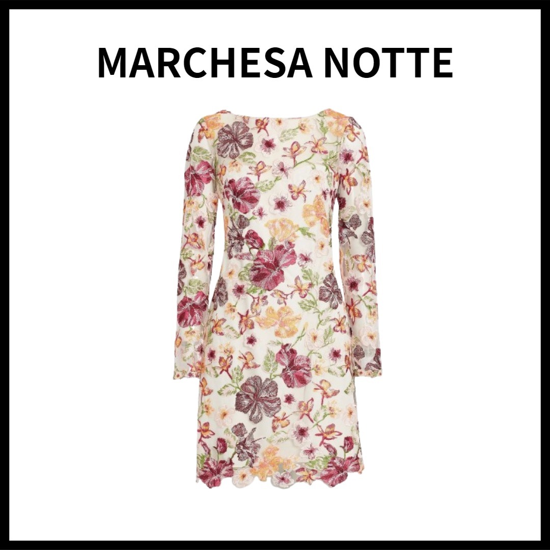 MARCHESA NOTTE チュール ミニワンピース 刺繍