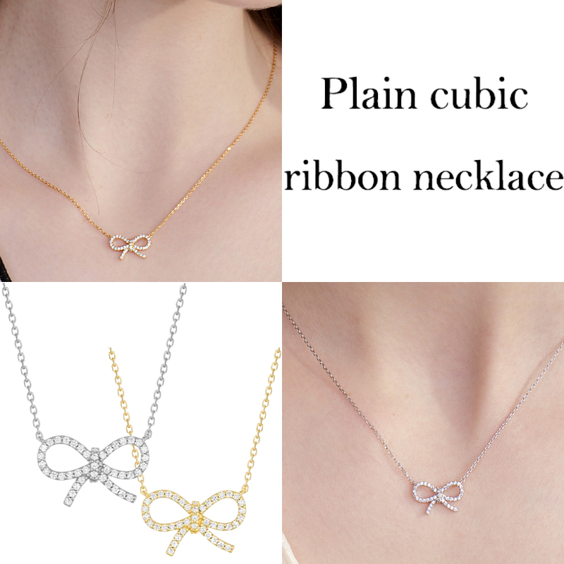 韓国ブランドHei★芸能人着用_plain cubic ribbon necklace_2色