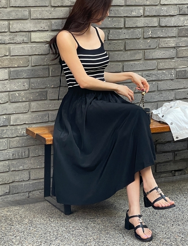 【I AM MARI】Deflin Stripe Sleeveless One Piece