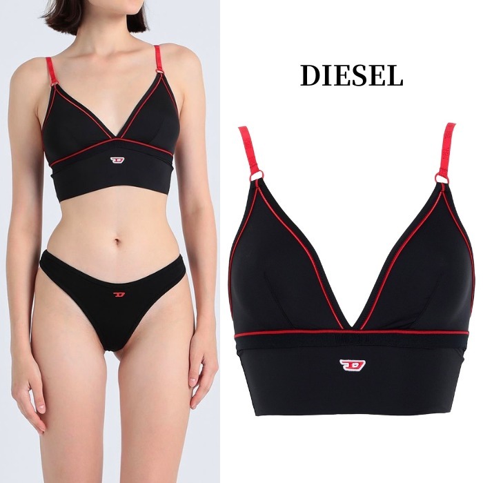 関税送料込【DIESEL】バイカラー ロゴ ブラジャー