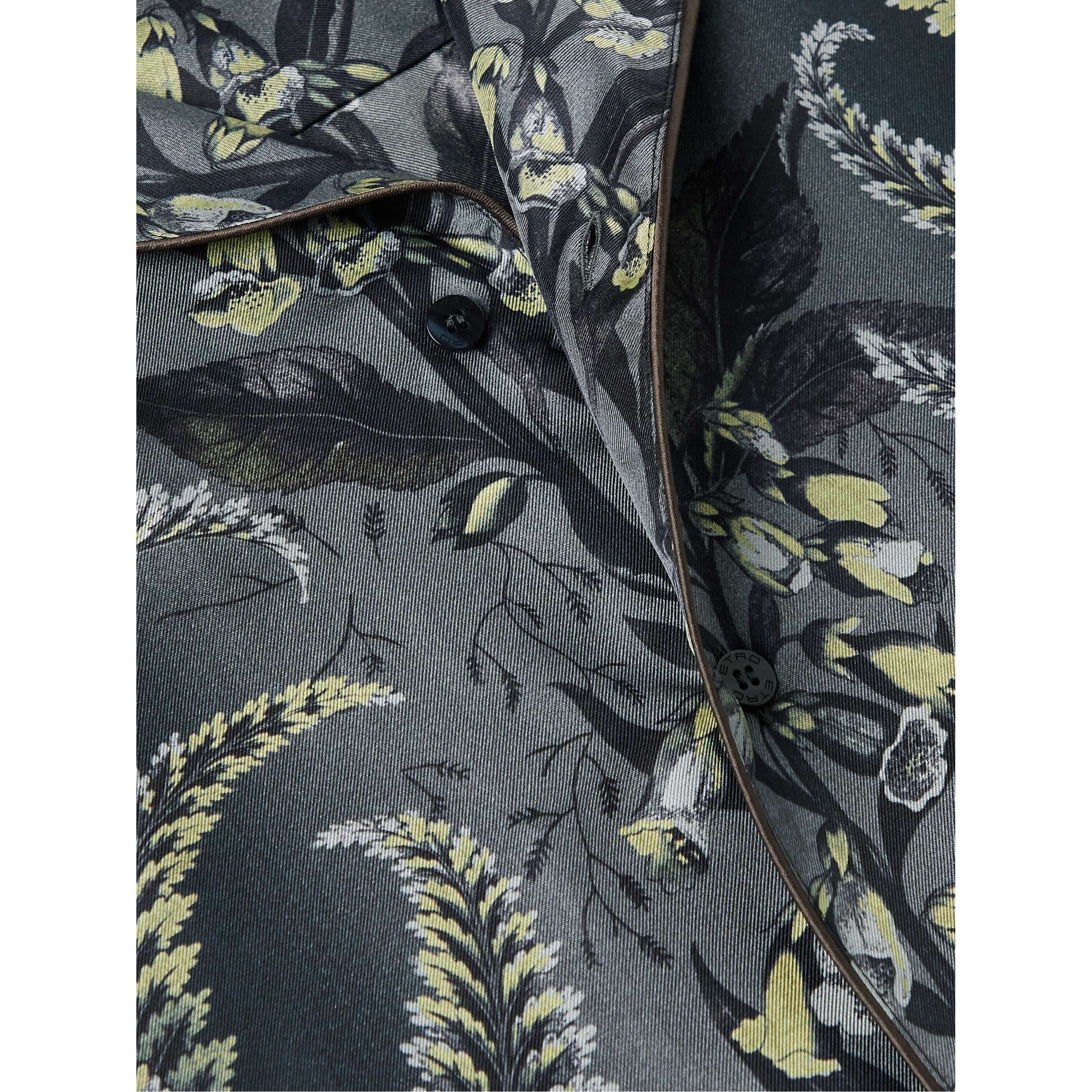 ETRO フローラルプリント 半袖Tシャツ 雑誌掲載 ETRO フローラル プリント シルク 半袖シャツ ネイビー
