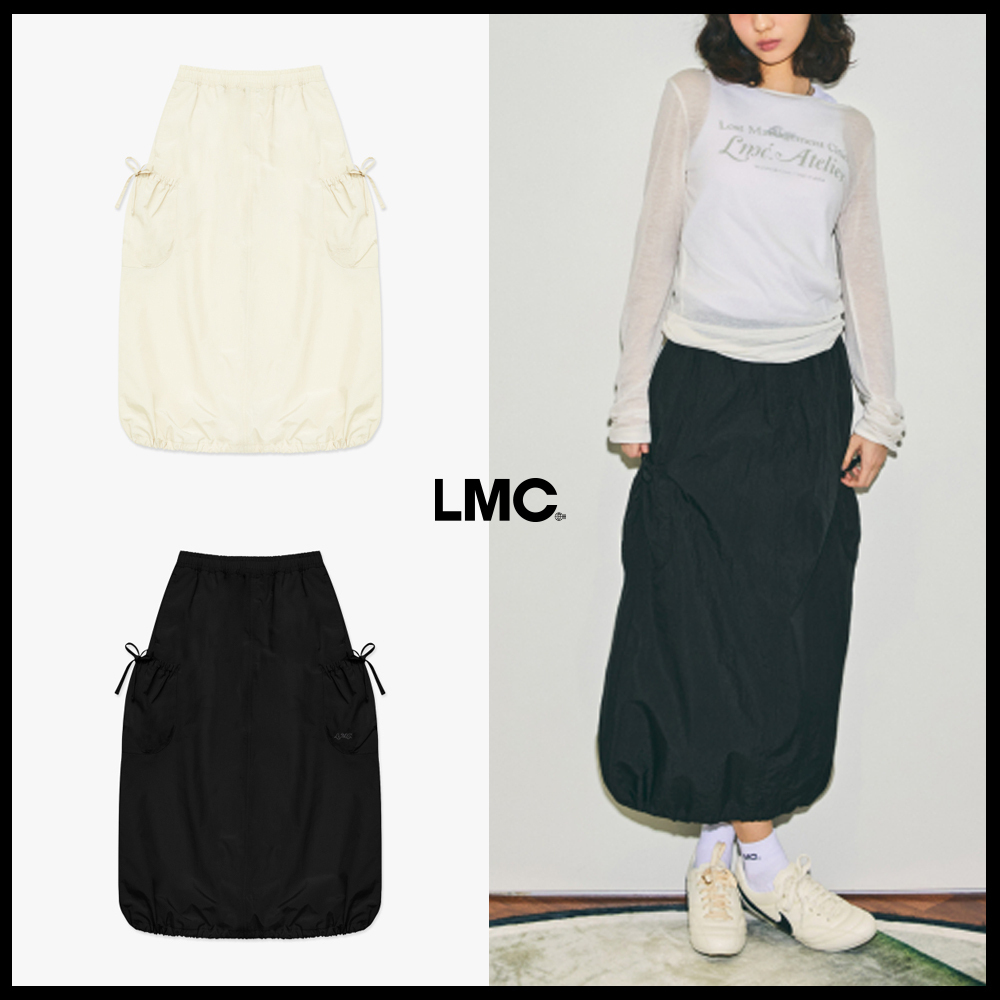 [LMC]24SS●WM RIBBON NYLON LONG SKIRT