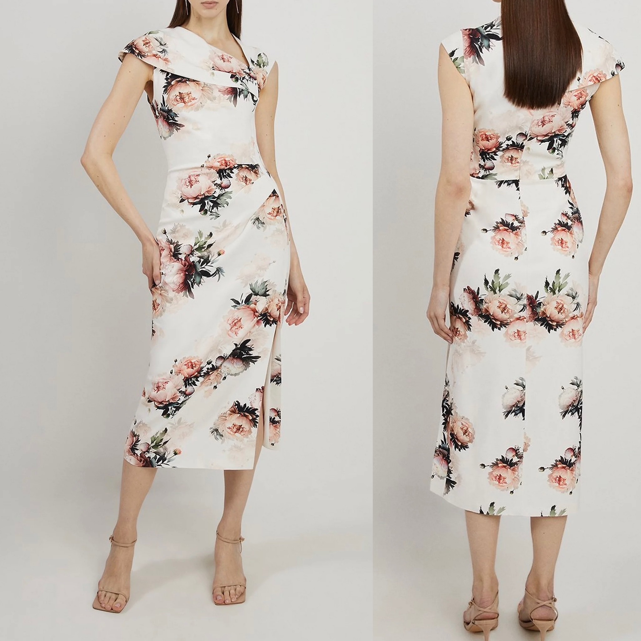 安心追跡【KAREN MILLEN】サテンバックアシンメトリックドレス