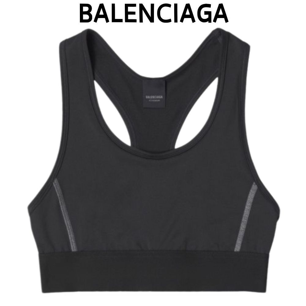 【BALENCIAGA】BLACK GREY☆スパンデックス スポーツブラ