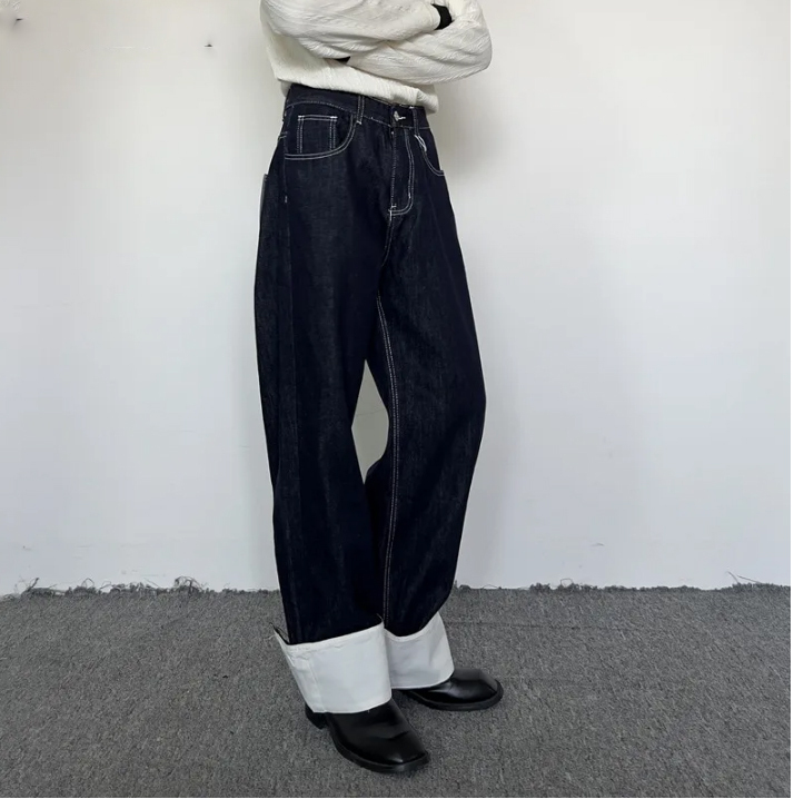 大人 インディゴ ルーズ  デニムパンツ