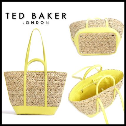 TED BAKER Straw Bags Faux Fur Street Style 2WAY Plain Logo Straw Bags