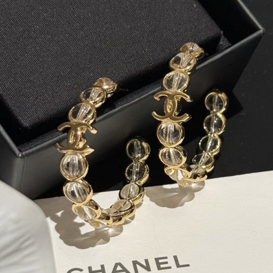 【涼しげな印象に♪】CHANEL フープ ピアス クリア