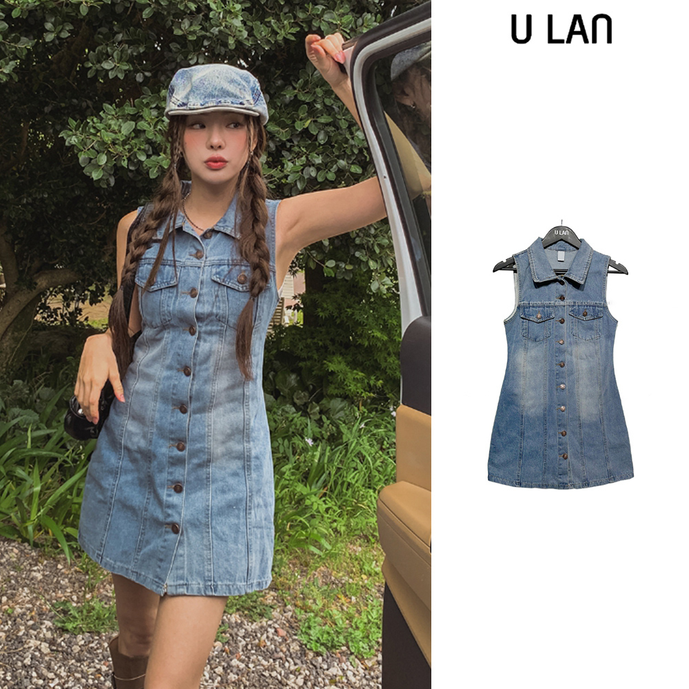 【U LAN】Winnie Sleeveless Denim One Piece