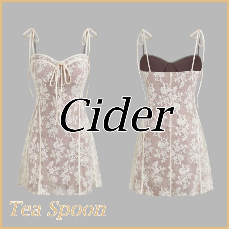 Cider◆レーススクエアネック 花結び ミニドレス 送料込