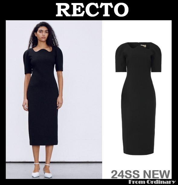 [RECTO] RC CURVED NECK STRUCTURED DRESS ★すぐ品切れ★
