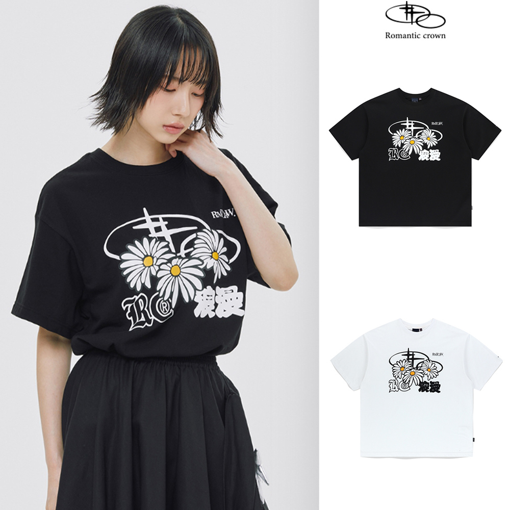 【ROMANTIC CROWN】24SU★ TRIPLE DAISY MIXED LOGO TEE SHIRT