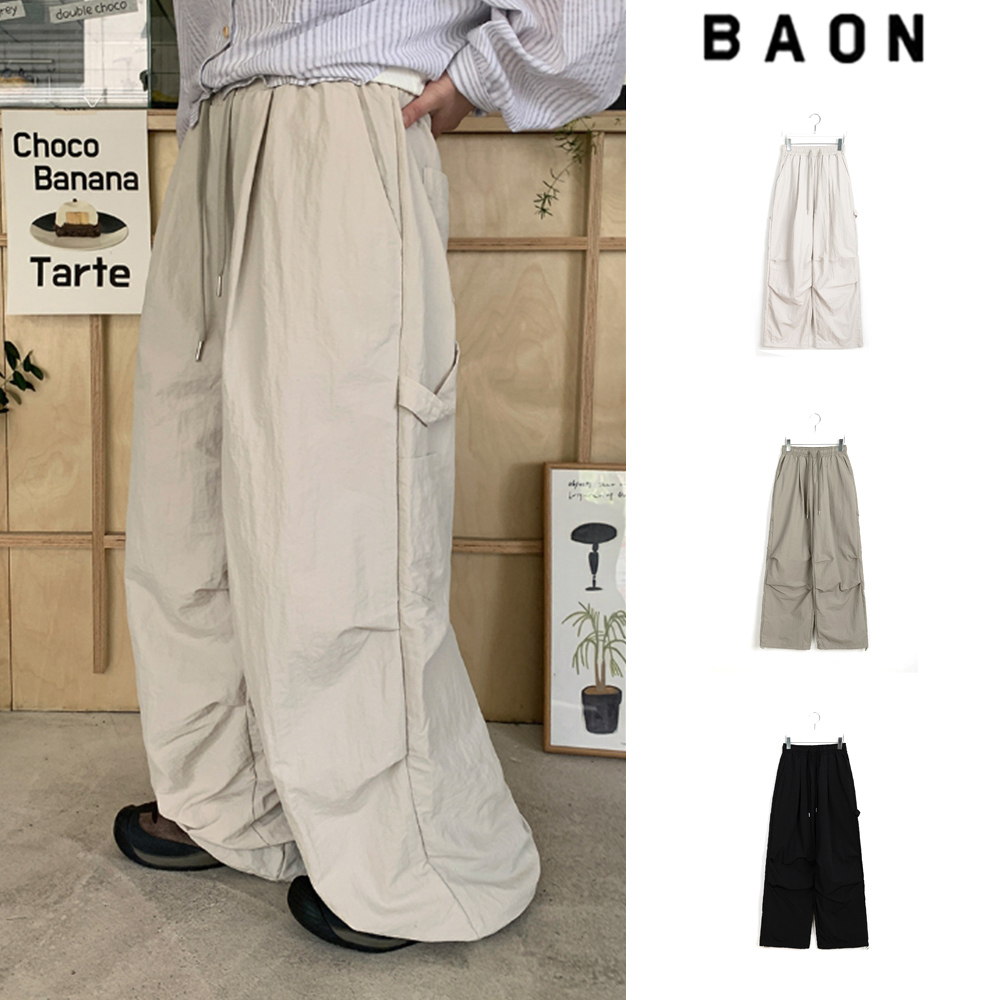 【BAON】[unisex] Shoto Carpender Banding Parachute Pants
