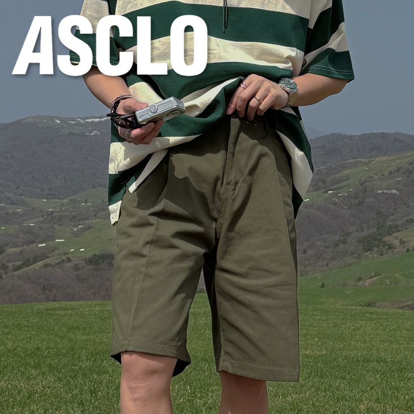 ショートパンツ ASCLO One Tuck Cotton Short Pants (4color)