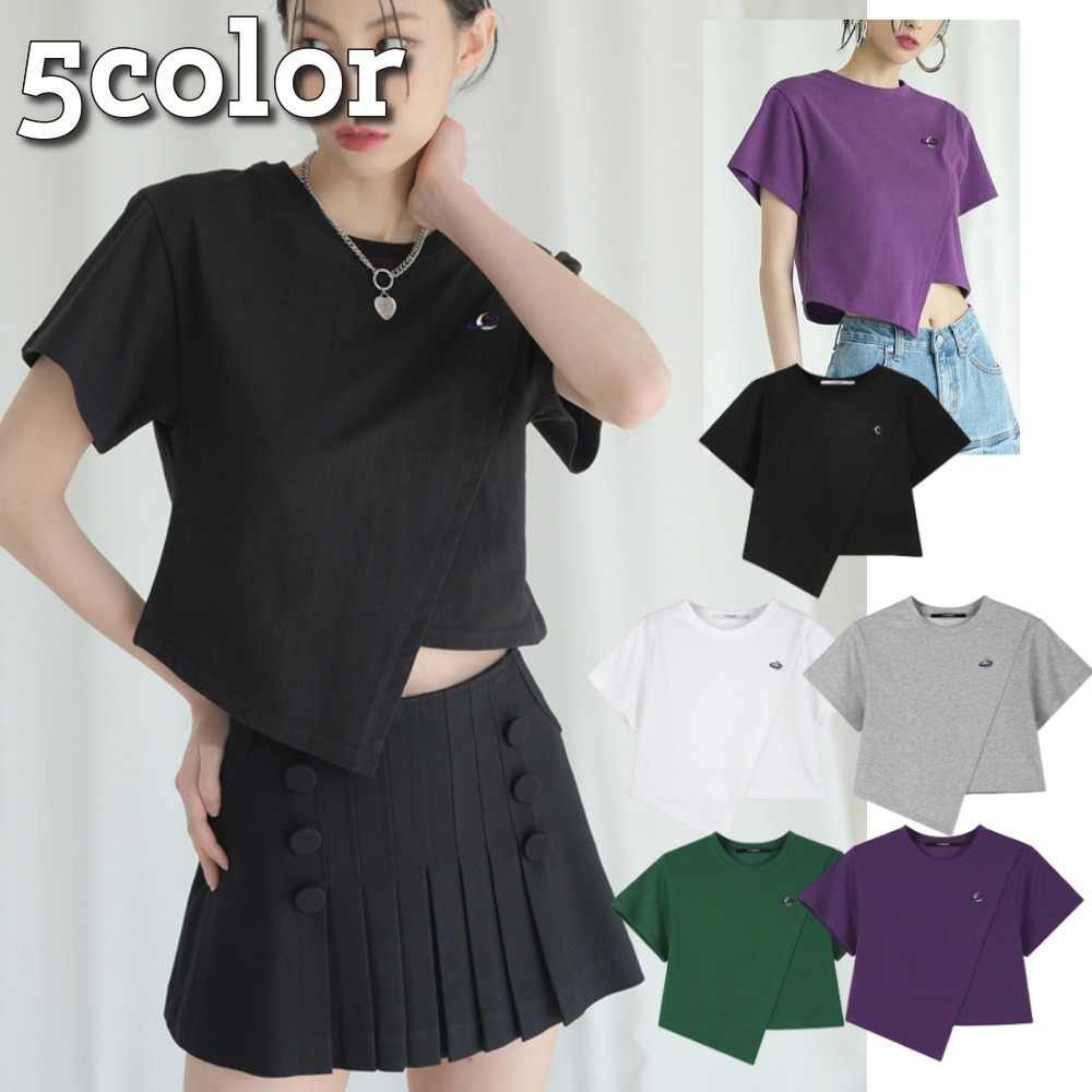 AVANDRESS★韓国★人気★Diagonal T-shirt - 5COL 追跡あり