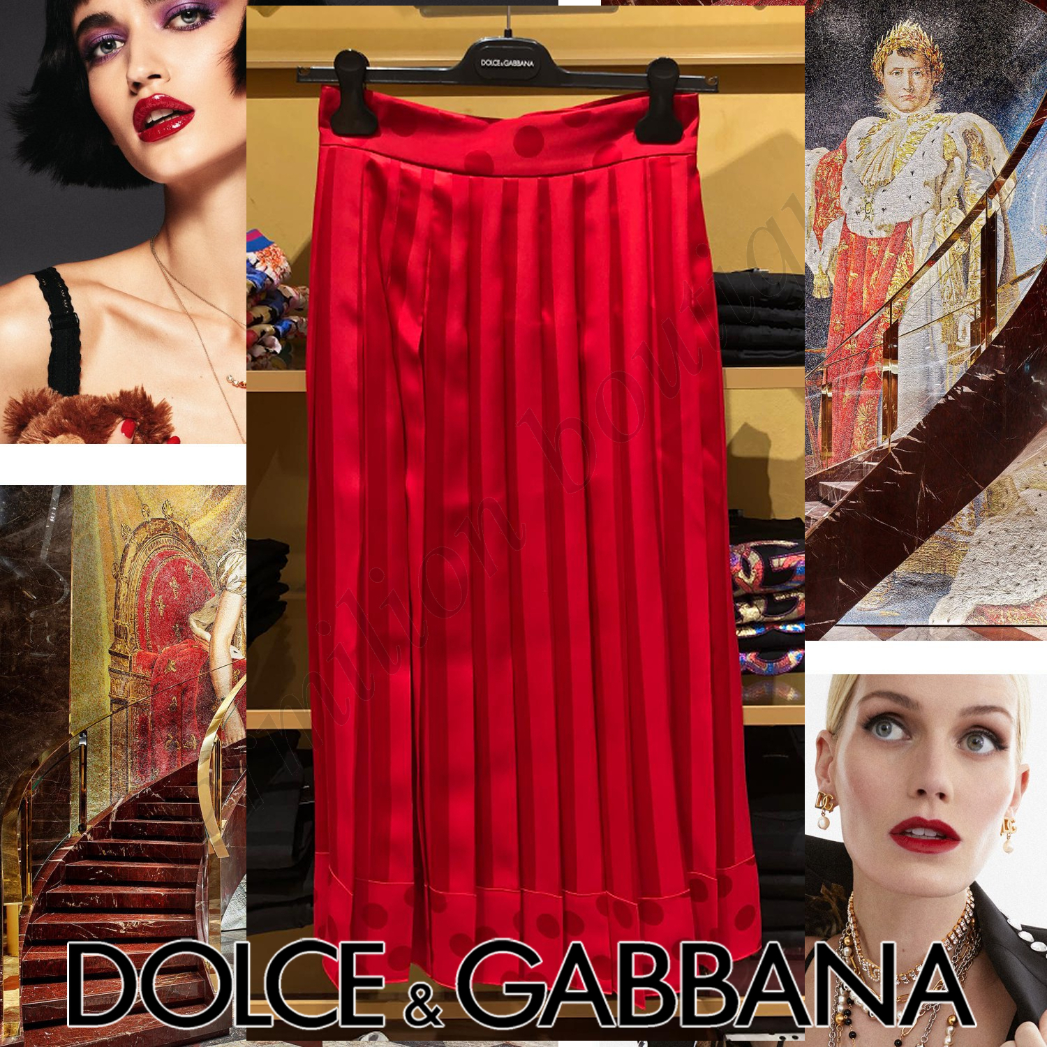 Dolce & Gabbana ドット スカート レッド