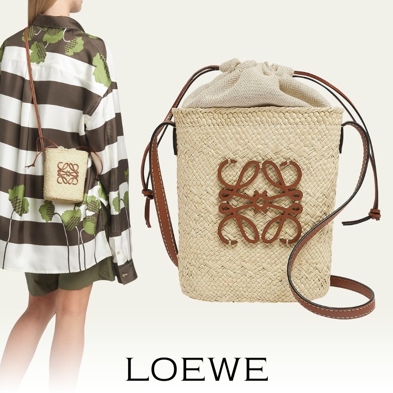 LOEWE クロスボディ かごバッグ iraca palm & calfskin