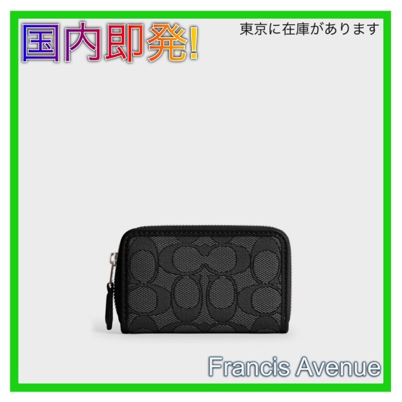 国内発 COACH シグネチャージップアラウンドカードケース