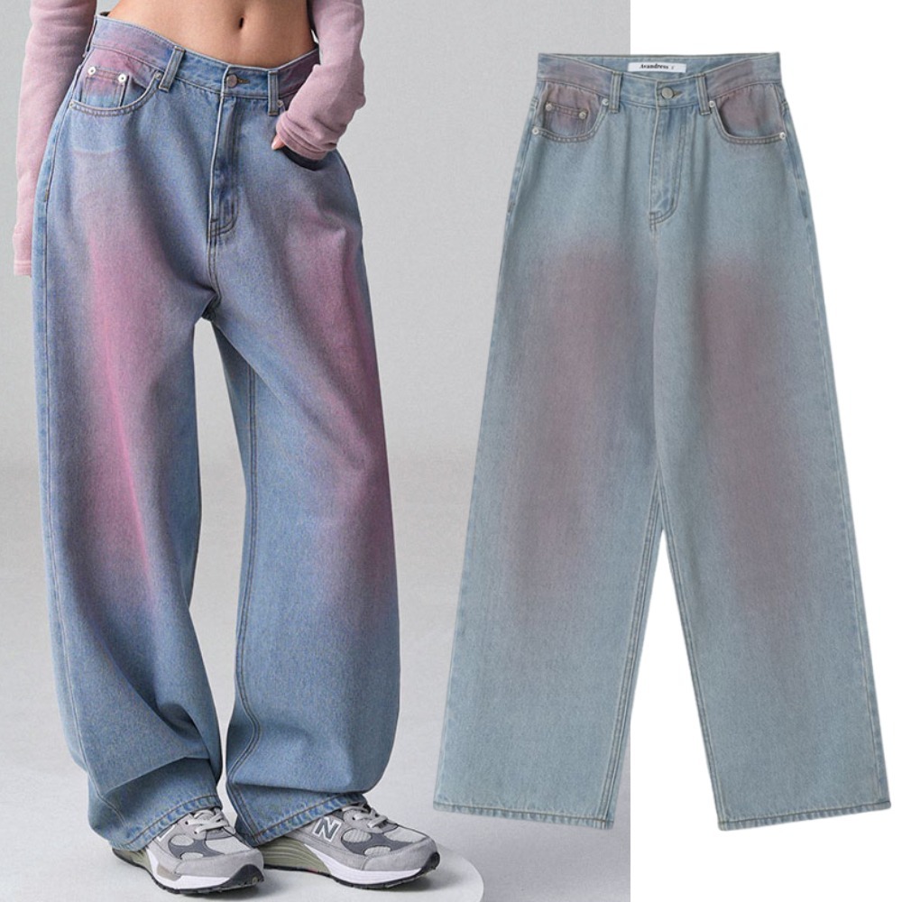 AVANDRESS★韓国★人気★POP Pink Brush Denim Pants LIGHT BLUE