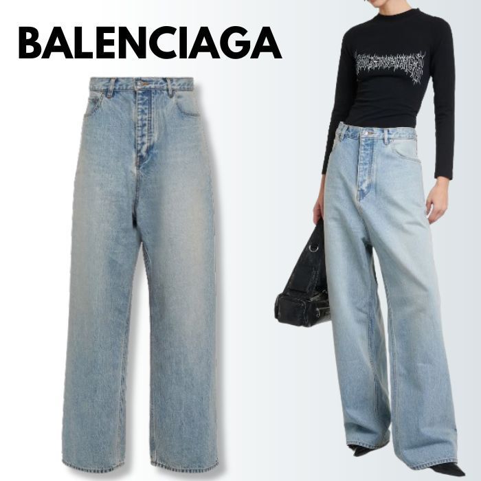BALENCIAGA バレンシアガ ミッドライズ ワイドレッグ ジーンズ