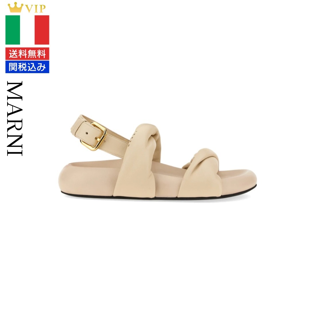 VIP【送料無料・関税込み】人気 Marni Ivory Leather Sandals