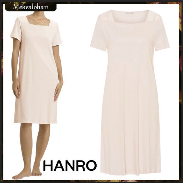 HANRO☆コットン半袖エマ ナイトドレス ピンク 関税送料込み