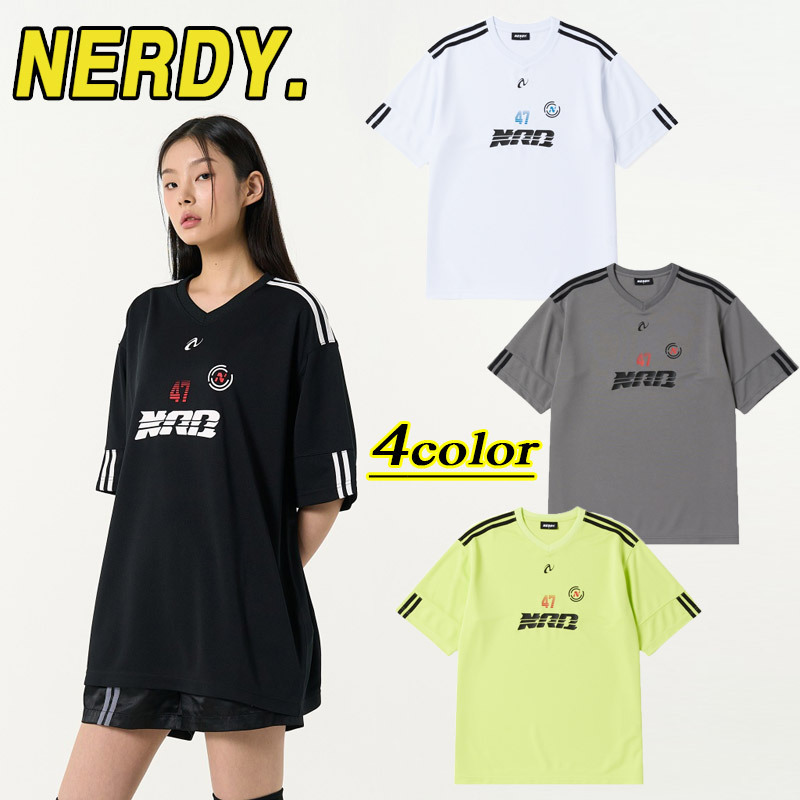 ●NERDY● Sporty jersey short sleeve Tシャツ (4色) unisex