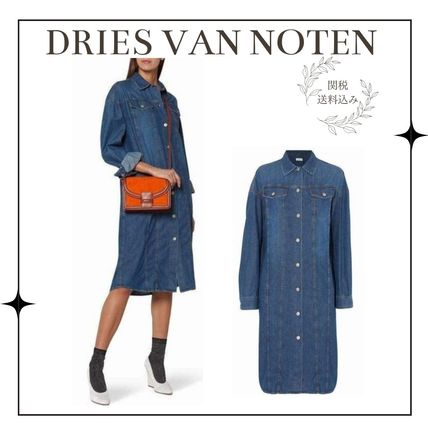 Dries Van Noten Dresses Casual Style Denim Long Sleeves Plain Medium Office Style