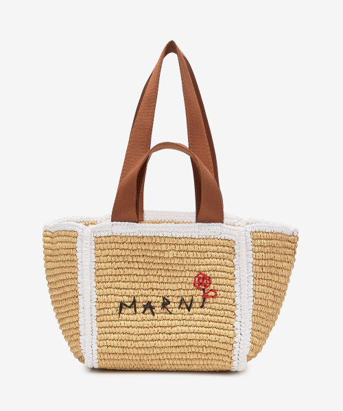 MARNI★スモール 刺繍 ロゴ ラピア トートバッグ