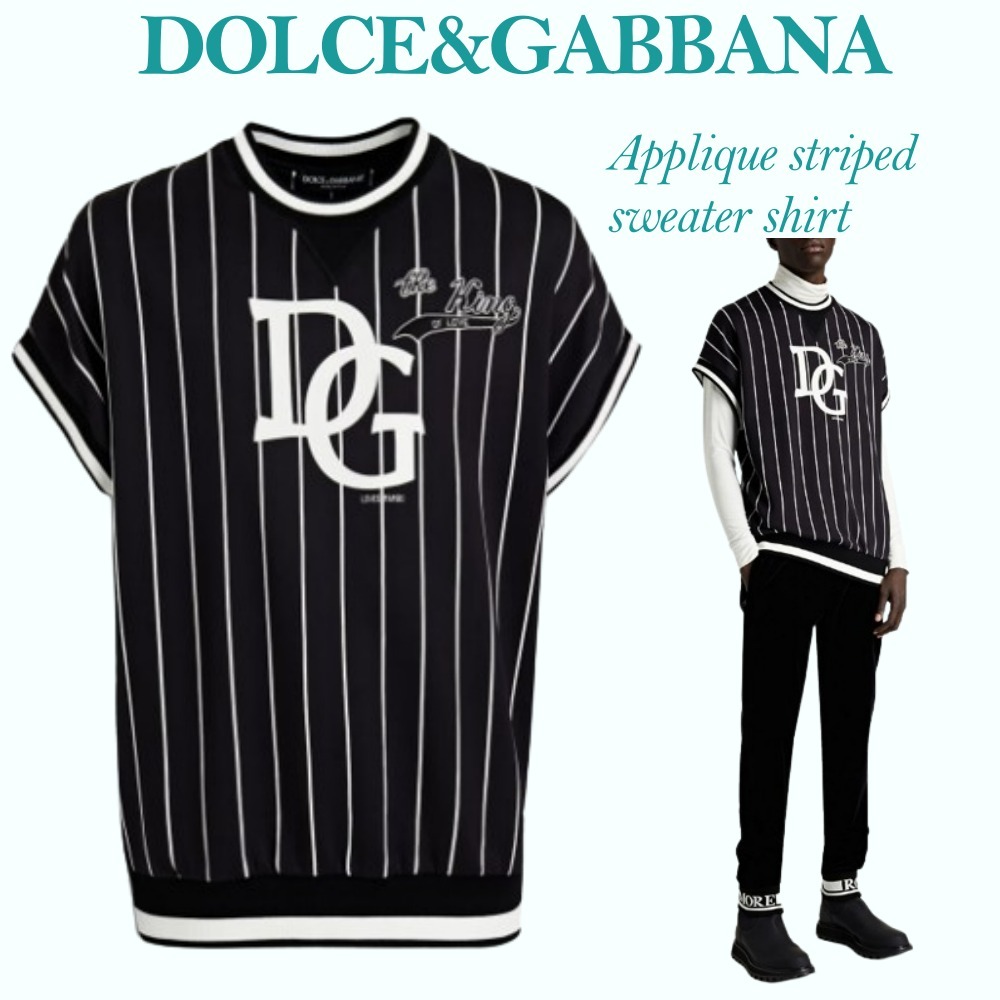 ◆DOLCE&GABBANAアップリケ ストライプ セーター シャツ