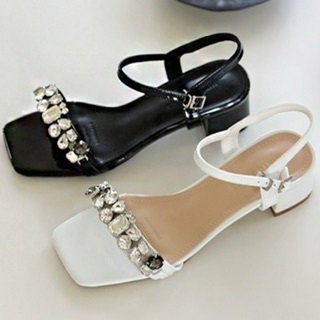 韓国◆ビジュー バックストラップ サンダル 5cm/2colour