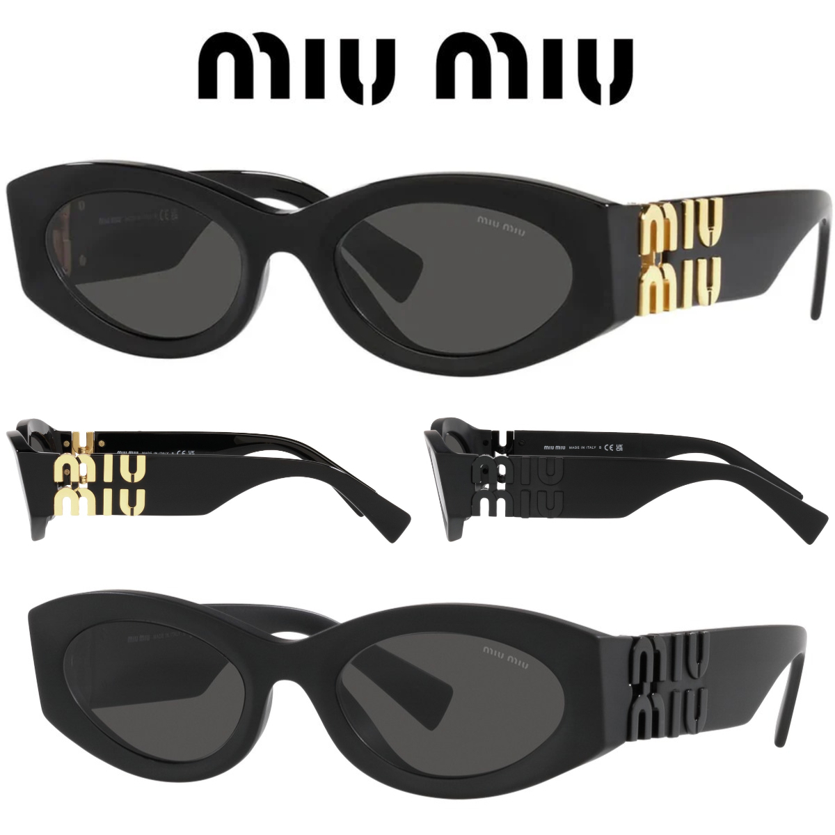 関税・送料込＊miumiu＊ワイド トライアングル ロゴ サングラス