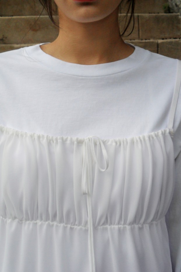 24SS●LOW CLASSIC●SHEER RIBBON LAYERED DRESS 韓国大人気 24SS○LOW CLASSIC○SHEER RIBBON LAYERED DRESS 韓国大人気