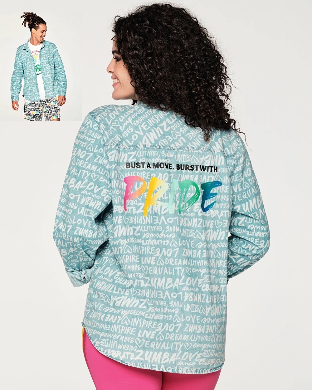 ユニセックス♪Zumba Unite Button Down - Denim