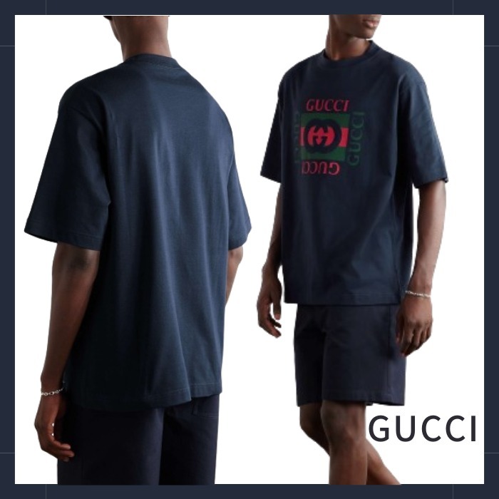 【GUCCI】ロゴプリント コットンジャージー Tシャツ