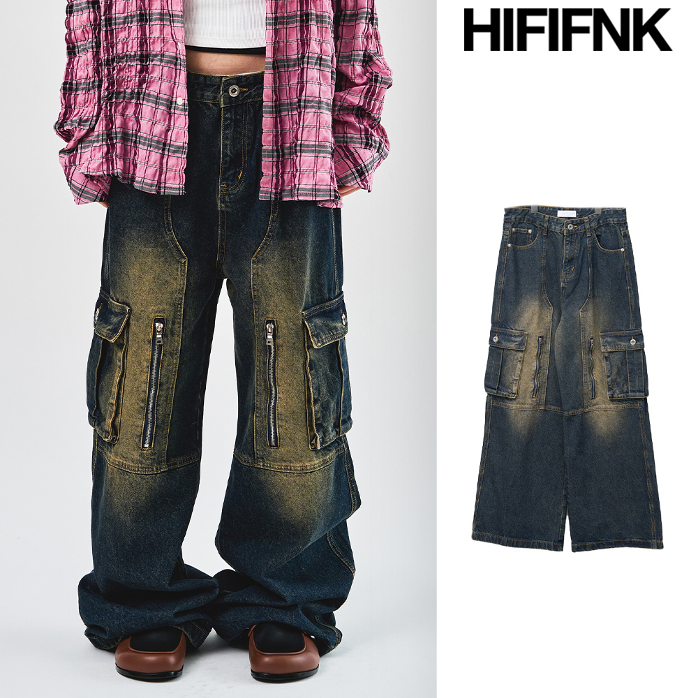 【HI FI FNK】Square Pocket Wide Denim