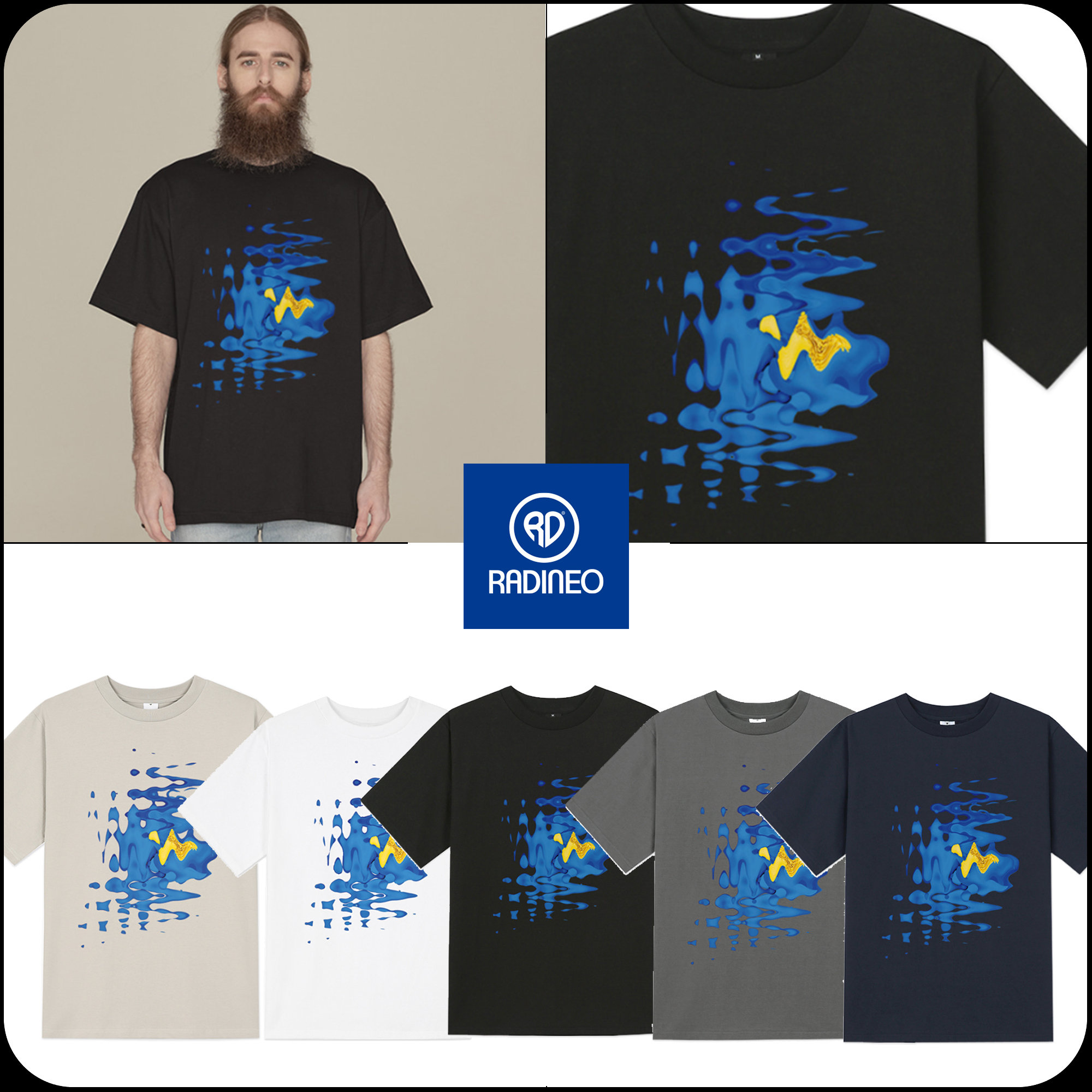 [RADINEO]★ 韓国人気★WAVE FLOWER T-SHIRTS