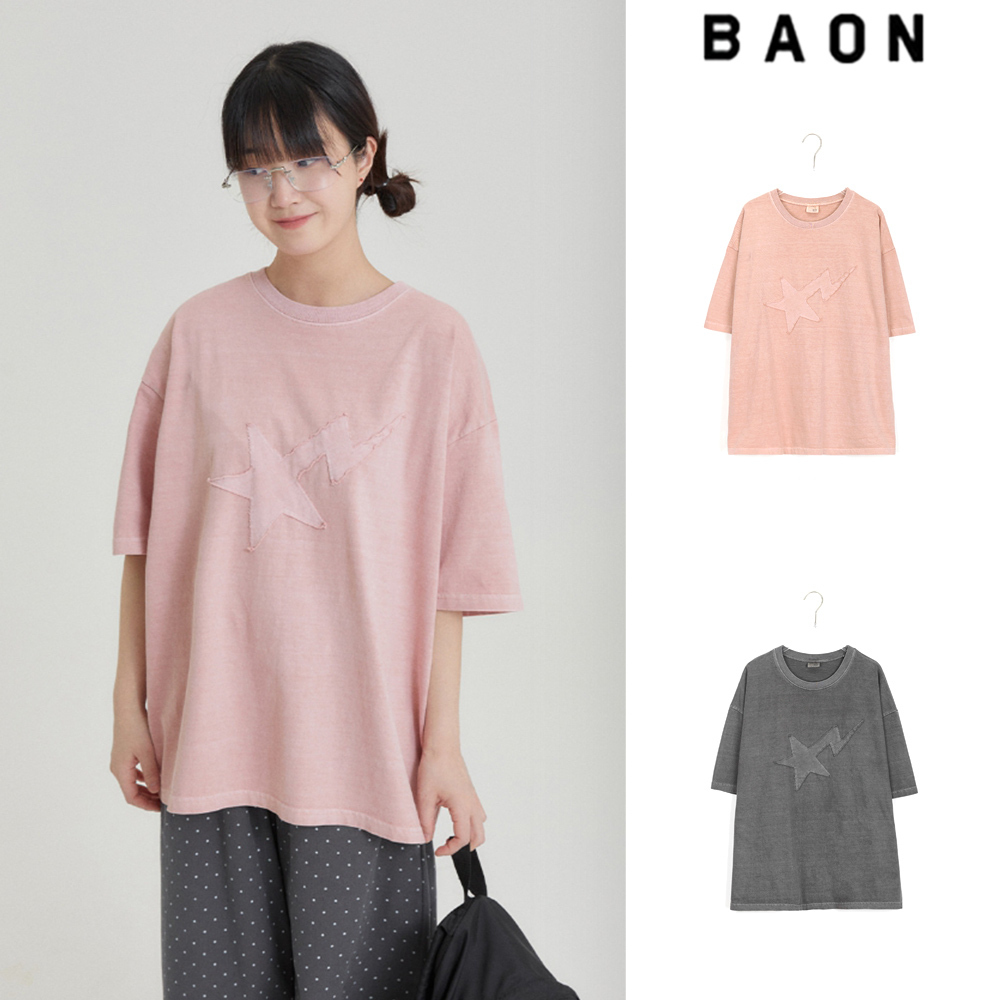 【BAON】24SS★ [BAONHAUS] Star Embroidery Pigment S/S Tee