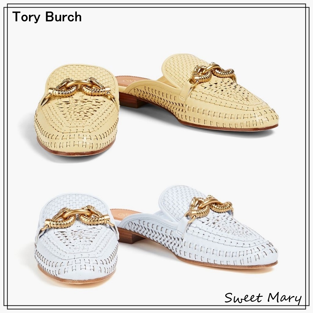 Tory Burch☆Jessa/編み込みレザー ミュール♪送料込