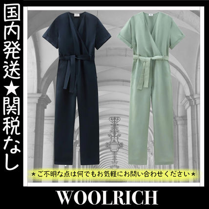 WOOLRICH Dresses Casual Style Unisex Linen V-Neck Plain Long Short Sleeves