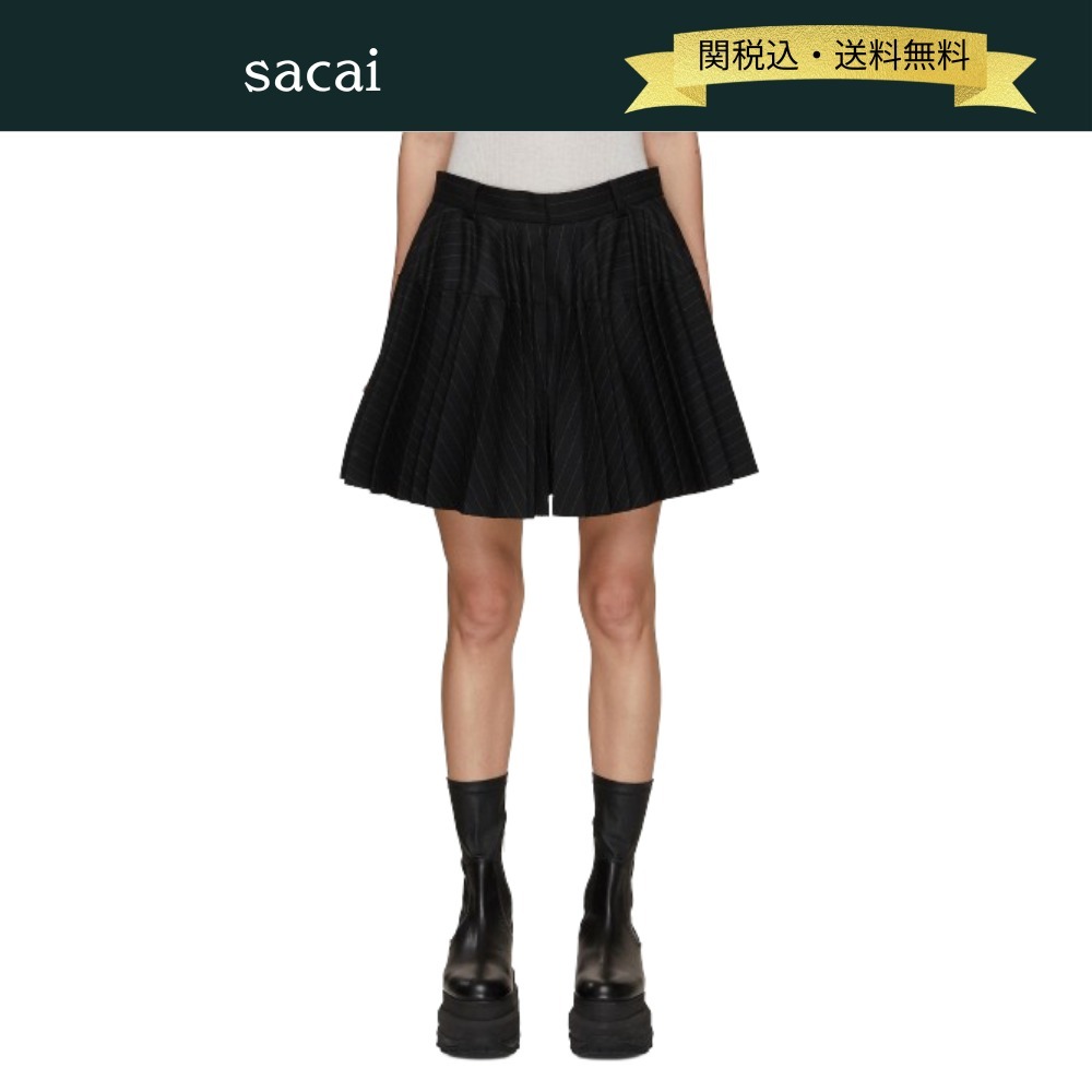 【関税・送料込】sacai ピンストライプ プリーツ ミニスカート